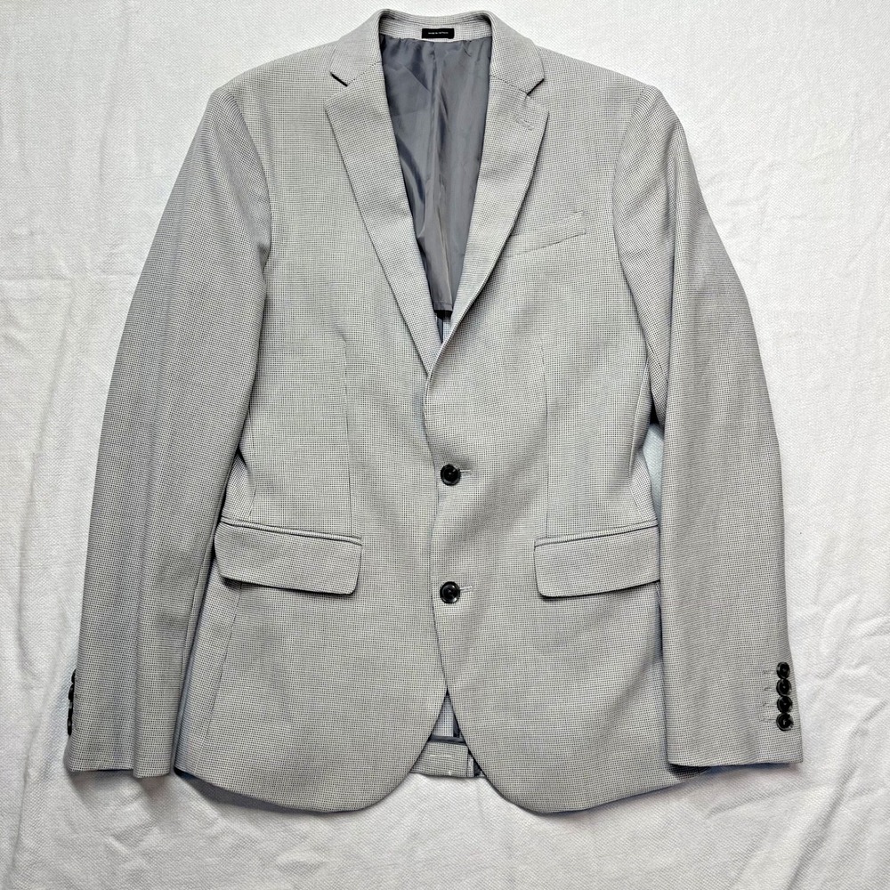 J. FERRAR Mens Gray SLIM FIT 34/36R Notch-Lapel Sport Coat Blazer Suit Jacket